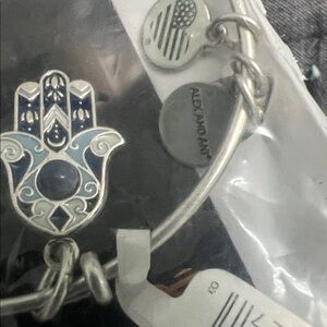 New Alex and Ani Hamsa Bracelet Silver Blue Protection Fate Prosperity gemstone